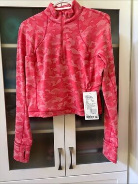 Lululemon It’s RULU Run Crop Half Zip NWT CORAL CAMO 🧡❤️